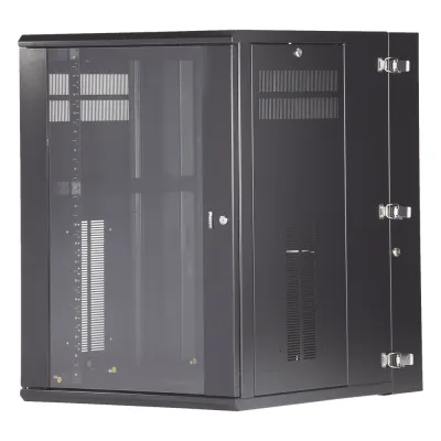 Gabinete PanZone de Montaje en Pared, de 19in, Puerta con Ventana de Seguridad, 18 UR, 762mm de Profundidad, Color Negro