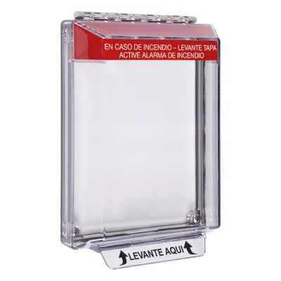 Cubierta Universal Transparente de Bajo Perfil y Texto de Incendio en Español