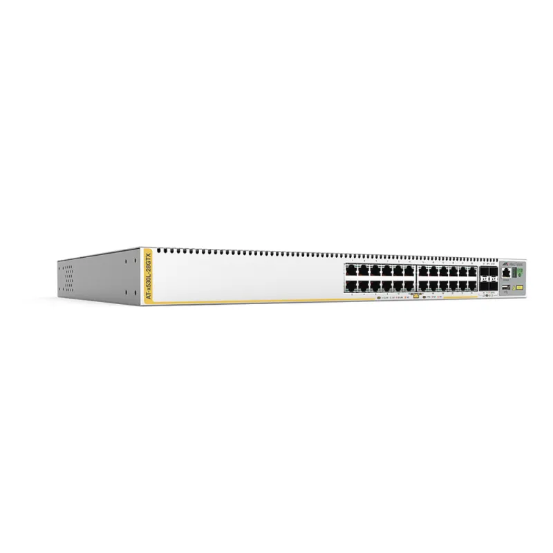 Switch inteligente de distribución o core, Stackeable, Capa 3, 24 x 1000 Mbps + 4 x SFP+ 10 G, Doble fuente de alimentación redundante