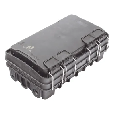 Caja de Distribución de Fibra Óptica para 24 Empalmes, con 8 acopladores SC/APC simplex, Exterior IP65, Color Negro