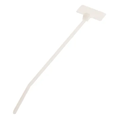 Cincho de Identificación Tipo Bandera, 109 mm largo x 2.4mm ancho, Área de Marcado de 7.9 x 19.1 mm, Nylon 6.6, Color Natural, Bolsa de 100pz