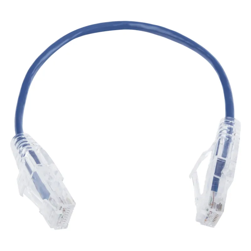 Cable de Parcheo Slim UTP Cat6 - 20 cm (7.87 Pulgadas) Azul Diámetro Reducido (28 AWG)