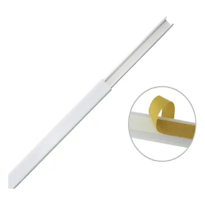 Canaleta color blanco de PVC auto extinguible, de una vía, 12 x 8 mm tramo de 6 pies con cinta adhesiva (5000-21252)