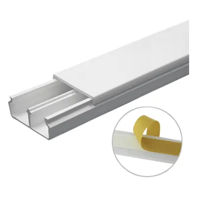 Canaleta en color blanco de PVC auto extinguible, con divisón 35 x 17, tramo de 6 pies, con cinta adhesiva (5301-21252)