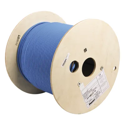 Bobina de Cable Blindado F/UTP de 4 Pares, Cat6A, Soporte de Aplicaciones 10GBase-T, LSZH (Libre de Gases Tóxicos), Color Azul, 305 Metros (1000 Pies)