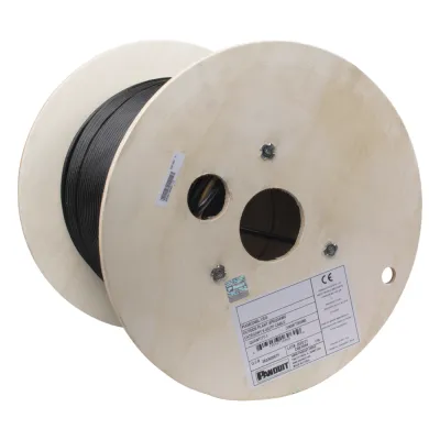 Bobina de Cable UTP de 4 Pares, PanNet, Para Exterior con Gel, Cat6 (23 AWG), Industrial para Climas Extremos, Color Negro, 305 Metros (1000 Pies)