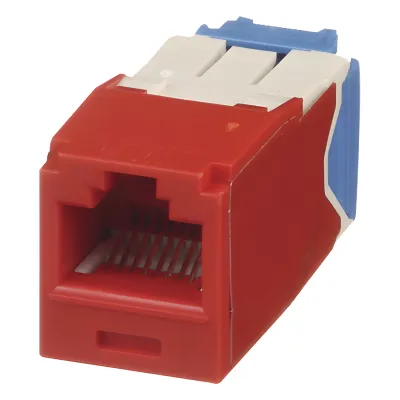 Conector Jack RJ45 Estilo TG, Mini-Com, Categoría 6A, de 8 Posiciones y 8 Cables, Color Rojo