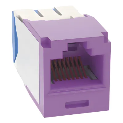 Conector Jack RJ45 Estilo TG, Mini-Com, Categoría 6A, de 8 Posiciones y 8 Cables, Color Violeta