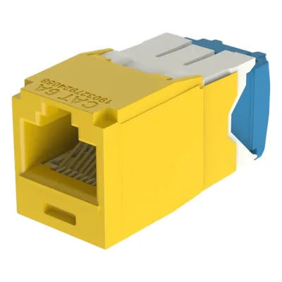 Conector Jack RJ45 Estilo TG, Mini-Com, Categoría 6A, de 8 Posiciones y 8 Cables, Color Amarillo