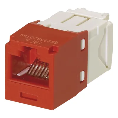 Conector Jack RJ45 Estilo TG, Mini-Com, Categoría 6, de 8 Posiciones y 8 Cables, Color Rojo