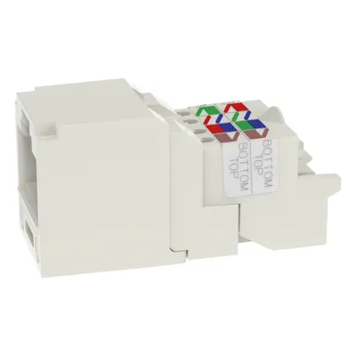 Conector Jack RJ45 Estilo TP, Mini-Com, Categoría 6, de 8 Posiciones y 8 Cables, Color Blanco Mate