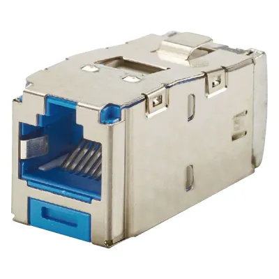 Conector Jack RJ45 Blindado, Estilo TG, Mini-Com, Categoría 6A, de 8 Posiciones y 8 Cables, Color Azul