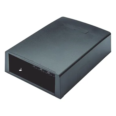 Caja de Montaje en Superficie, con Accesorio para Resguardo de Fibra Óptica, para 12 Módulos Mini-Com, Color Negro