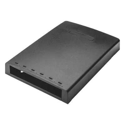 Caja de Montaje en Superficie, Con Accesorio para Resguardo de Fibra Óptica, Para 6 Módulos Mini-Com, Color Negro
