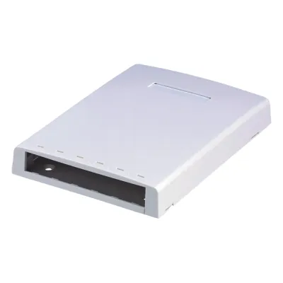 Caja de Montaje en Superficie, con Accesorio para Resguardo de Fibra Óptica, para 6 Módulos Mini-Com, Color Blanco