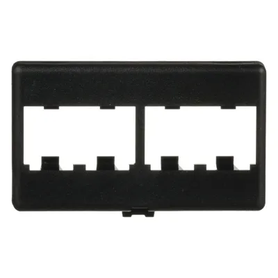 Placa de Mobiliario Modular Estándar, Salidas Para 4 Puertos Mini-Com, Color Negro
