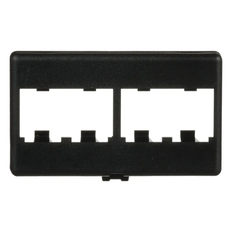 Placa de Mobiliario Modular Estándar, Salidas Para 4 Puertos Mini-Com, Color Negro