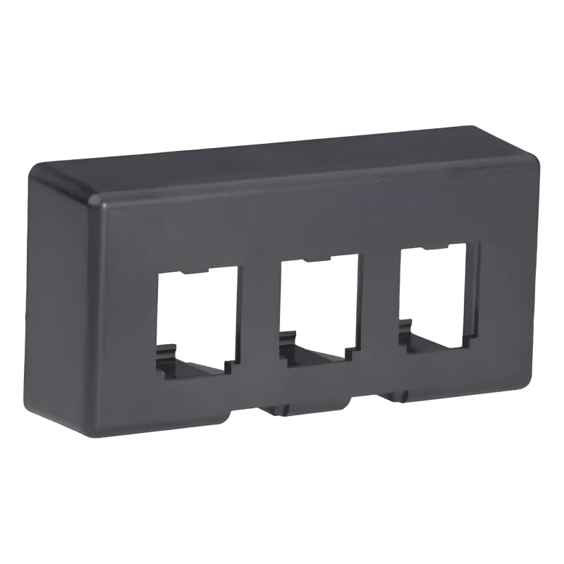 Placa de Mobiliario Modular Estándar, Salidas Para 3 Puertos Mini-Com, Color Negro