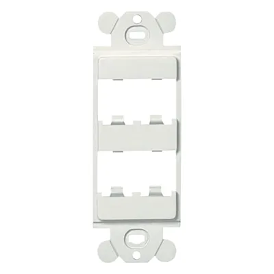 Marco de Módulo Dúplex, Para Placas Frontales Estándar GFCI, Acepta 4 Módulos Mini-Com, Color Blanco
