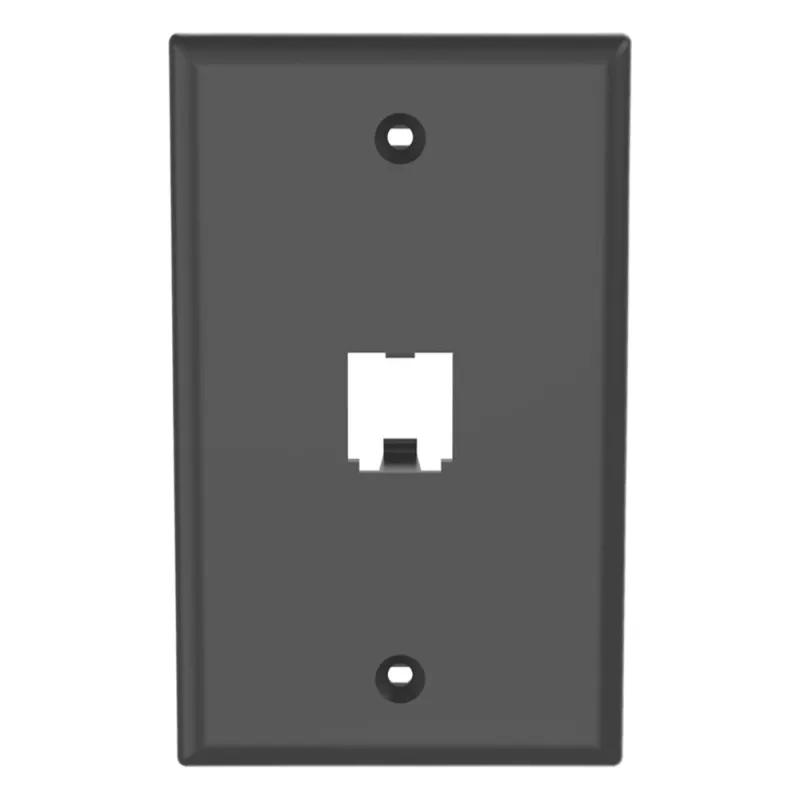 Placa de Pared Vertical Clásica, Salida Para 1 Puerto Mini-Com, Color Negro