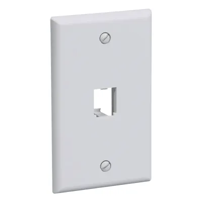Placa de Pared Vertical Clásica, Salida Para 1 Puerto Mini-Com, Color Blanco