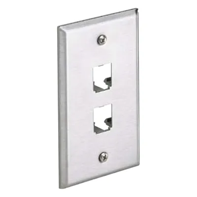 Placa de Pared Vertical, de Acero Inoxidable, Salida Para 2 Puertos Mini-Com