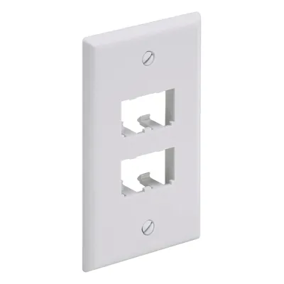 Placa de Pared Vertical Clásica, Salida Para 4 Puertos Mini-Com, Color Blanco Mate