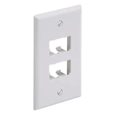 Placa de Pared Vertical Clásica, Salida Para 4 Puertos Mini-Com, Color Blanco
