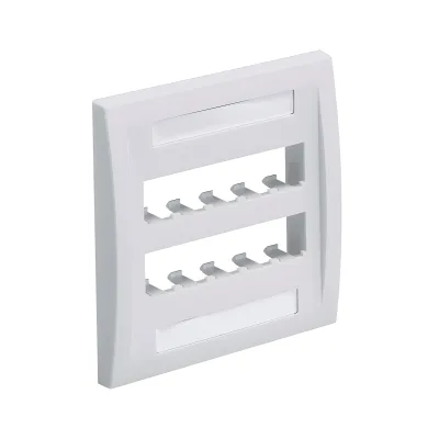 Placa de Pared Vertical Ejecutiva, Salida Para 10 Puertos Mini-Com, Con Espacios Para Etiquetas, Color Blanco Mate