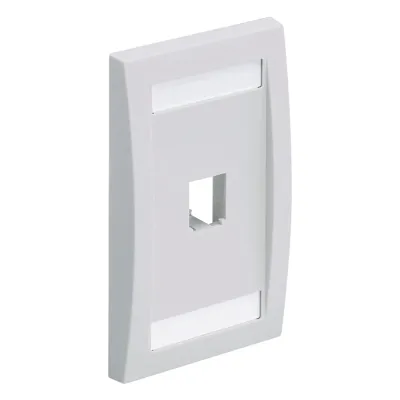 Placa de Pared Vertical Ejecutiva, Salida Para 1 Puerto Mini-Com, Con Espacios Para Etiquetas, Color Blanco