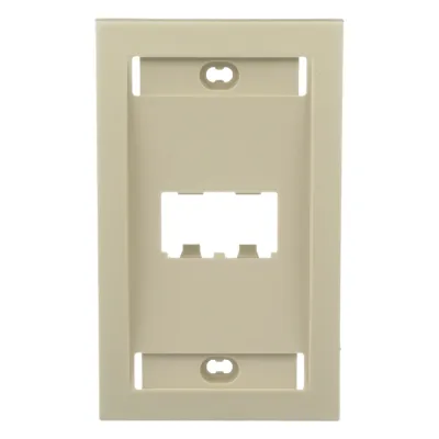 Placa de Pared Vertical Ejecutiva, Salida Para 2 Puertos Mini-Com, Con Espacios Para Etiquetas, Color Marfil