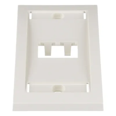 Placa de Pared Vertical Ejecutiva, Salida Para 2 Puertos Mini-Com, Con Espacios Para Etiquetas, Color Blanco Mate