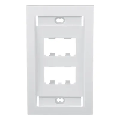 Placa de Pared Vertical Ejecutiva, Salida Para 4 Puertos Mini-Com, Con Espacios Para Etiquetas, Color Blanco