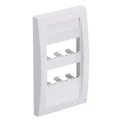 Placa de Pared Vertical Ejecutiva, Salida Para 6 Puertos Mini-Com, Con Espacios Para Etiquetas, Color Blanco Mate