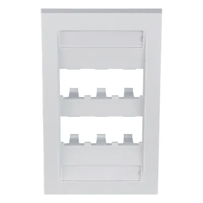 Placa de Pared Vertical Ejecutiva, Salida Para 6 Puertos Mini-Com, Con Espacios Para Etiquetas, Color Blanco