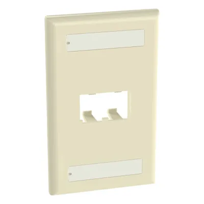 Placa de Pared Vertical Clásica, Salida Para 2 Puertos Mini-Com, Con Espacios Para Etiquetas, Color Marfil