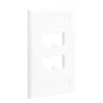 Placa de Pared Vertical Clásica, Salida Para 4 Puertos Mini-Com, Con Espacios Para Etiquetas, Color Blanco