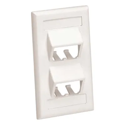 Placa de Pared Vertical Clásica, Salida Para 4 Puertos Mini-Com Inclinados, Con Espacios Para Etiquetas, Color Blanco Mate