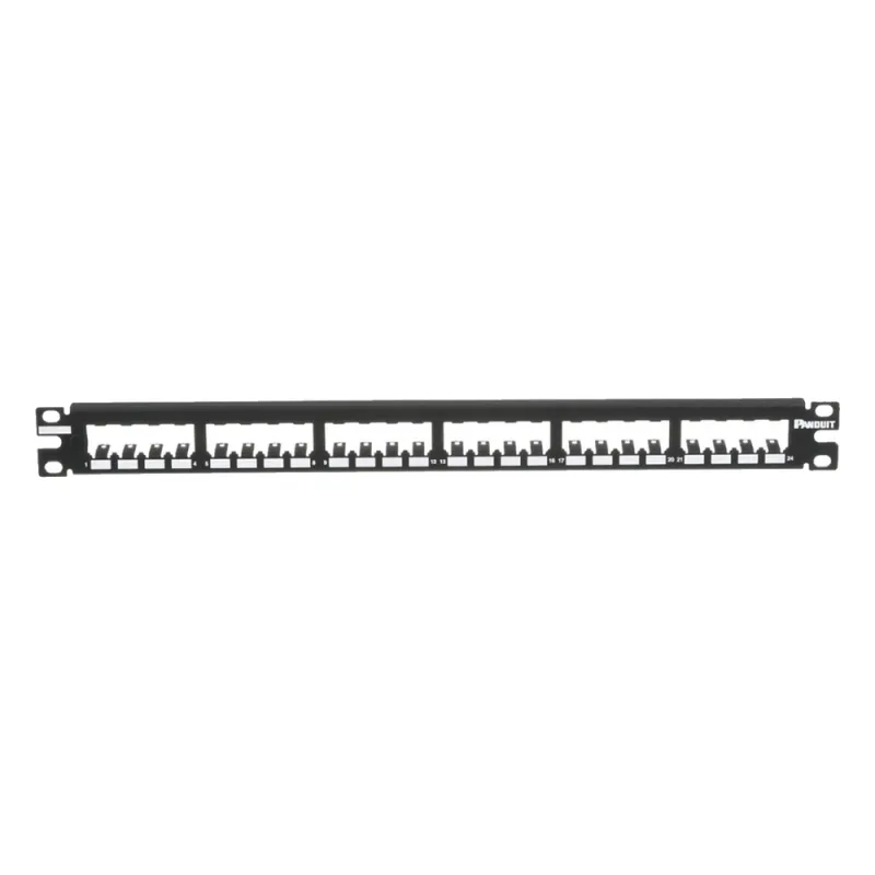 Panel de Parcheo Modular Mini-Com (Sin Conectores), Plano, Totalmente Blindado, de 24 Puertos, 1UR