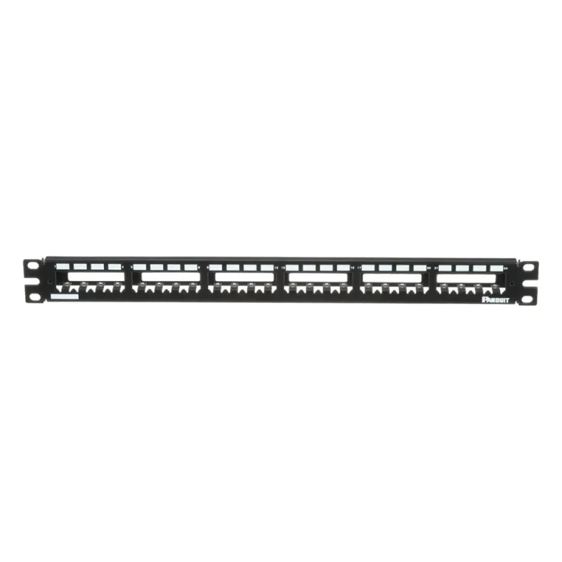 Panel de Parcheo Modular Mini-Com (Sin Conectores), Plano, Totalmente Blindado, de 24 Puertos, 1UR