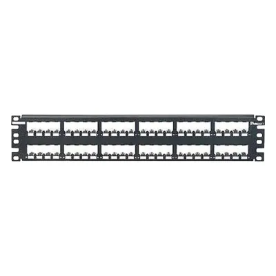 Panel de Parcheo Modular Mini-Com (Sin Conectores), Plano, Totalmente Blindado, de 48 Puertos, 2UR
