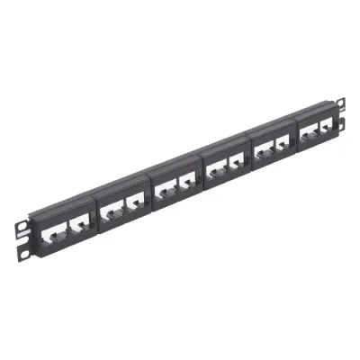 Panel de Parcheo Modular Mini-Com (Sin Conectores), Plano, Sin Blindaje, de 24 Puertos, 1UR
