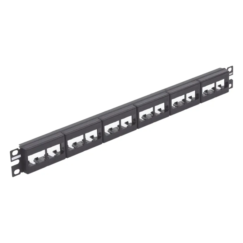 Panel de Parcheo Modular Mini-Com (Sin Conectores), Plano, Sin Blindaje, de 24 Puertos, 1UR