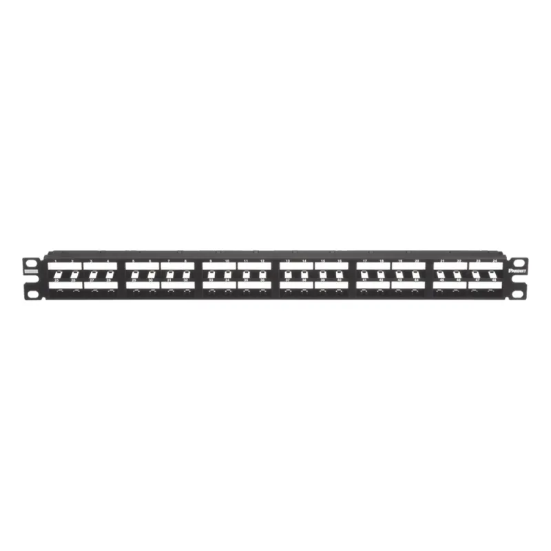 Panel de Parcheo Modular Mini-Com (Sin Conectores), Plano, Sin Blindaje, Alta Densidad, Identificación Con Etiqueta Adhesiva, de 48 Puertos, 1 UR