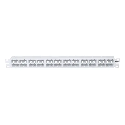 Panel de Parcheo Modular Mini-Com (Sin Conectores), Plano, Sin Blindaje, Alta Densidad, de 48 Puertos, Color Blanco, 1 UR