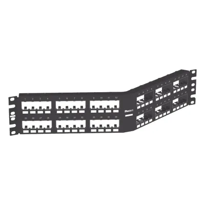 Panel de Parcheo Modular Mini-Com (Sin Conectores), Angulado Instalación la Ras, Sin Blindaje, de 48 Puertos, 2UR