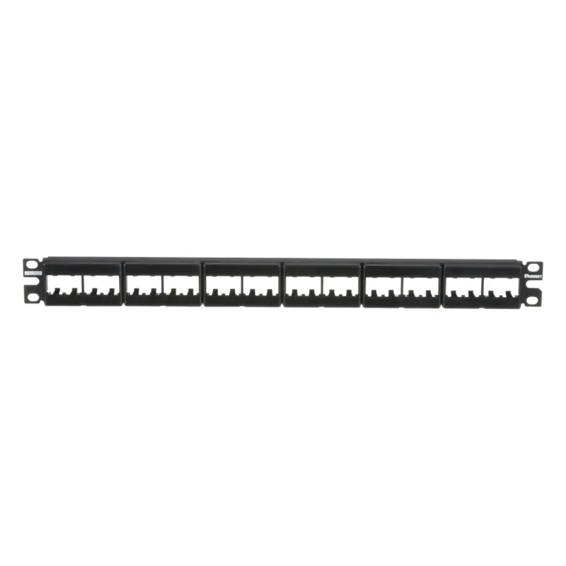 Panel de Parcheo Modular Mini-Com (Sin Conectores), Plano, Sin Blindaje, Con Etiqueta y Cubierta, de 24 Puertos, 1UR