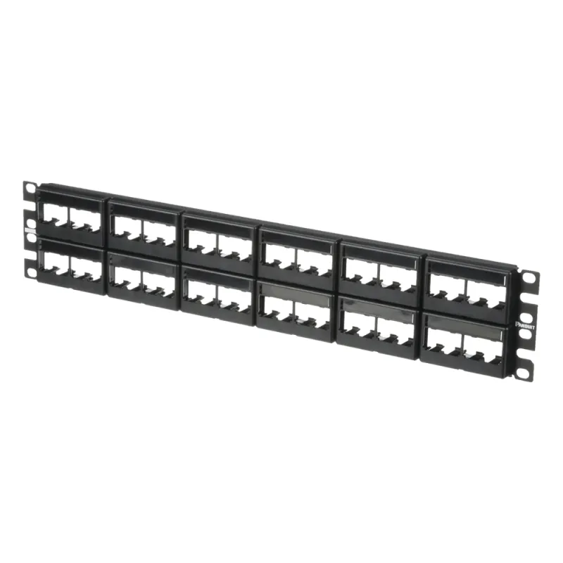 Panel de Parcheo Modular Mini-Com (Sin Conectores), Plano, Sin Blindaje, Con Etiqueta y Cubierta, de 48 Puertos, 2UR