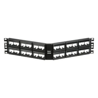 Panel de Parcheo Modular Mini-Com (Sin Conectores), Angulado, Sin Blindaje, Con Etiqueta y Cubierta, de 48 Puertos, 2UR