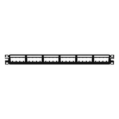 Panel de Parcheo Modular Mini-Com (Sin Conectores), Ultimate IDÆ, Plano, Sin Blindaje, Con Etiqueta y Cubierta, de 24 Puertos, 1UR